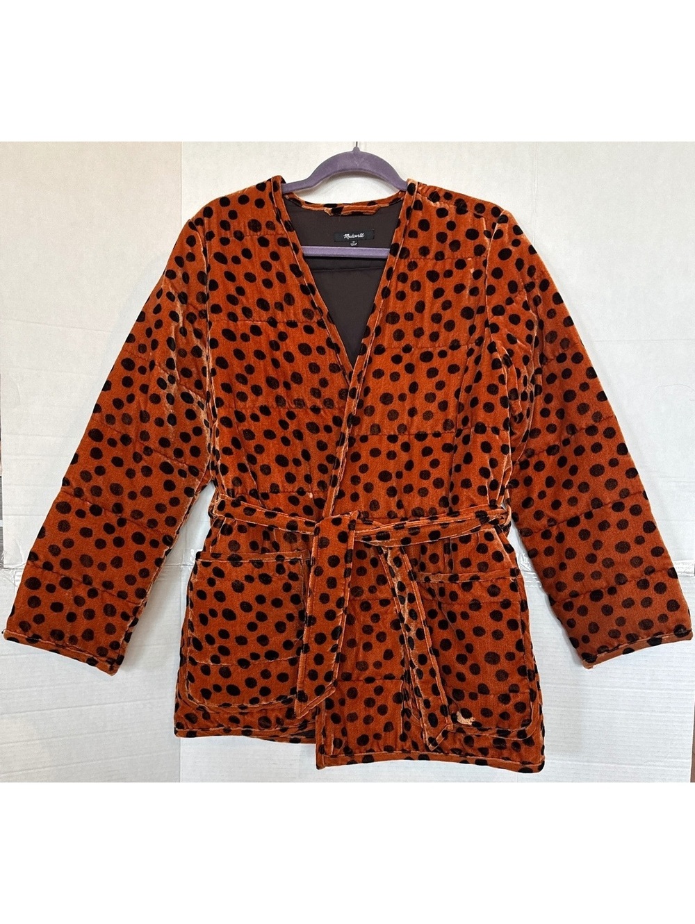 Madewell Medium Velvet Polka Dot Wrap Jacket